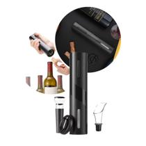 Saca Rolhas Abridor De Vinho Automático Elétrico Dupla Rotação Kit 4 em 1 Profissional Sommelier