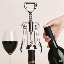 Saca Rolhas Borboleta Com Abridor De Garrafa Vinho Cerveja Inox Utensilio Bar Pratico 2 Em 1