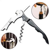 Saca Rolhas Com Abridor De Garrafa Manual Aço Inox Preto Saca Rolhas Com Abridor De Garrafa Manual Aço Inox Preto