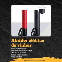 Saca rolhas e Abridor elétrico de vinhos recarregável via cabo USB com corta lacres. - MqB