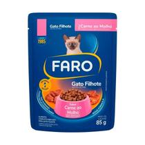 Sachê De Ração Úmida Para Gato Filhote Sabor Carne Ao Molho 85g Faro