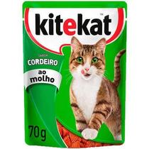 Sachê Kitekat para gatos adultos sabor cordeiro ao molho 70g.