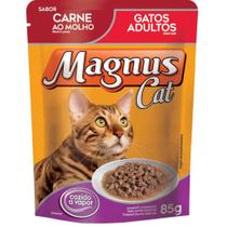 Sachê Magnus cat gatos adultos sabor carne ao molho - caixa com 18 und de 85 g cada - Adimax