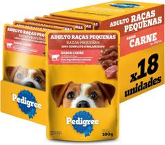 Sachê Pedigree Sabor Carne ao Molho para cães adultos Raças Pequenas - com 18 unidades