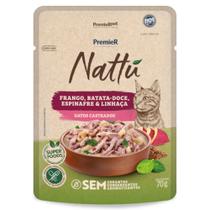 Sachê Premier Nattu para Gatos Castrados Frango, Batata Doce, Espinafre e Linhaça 70g