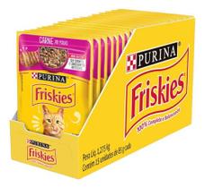 Sachê Ração Úmida Purina Friskies Gatos Adultos Carne Caixa Com 15 Unidades