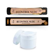 Sachê Refil Control Nude Alongamento Unhas Fibra Decoração Nail Art 14g Vòlia + Pote Tampa Vedação Colher Branco Reutilizável 30g