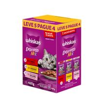 Sachê Whiskas Delicioso Mix para Gatos Adultos Carne, Frango e Salmão ao Molho 85g com 5 Unidades Sachê Whiskas Delicioso Mix para Gatos Adultos Carne, Frango e Salmão ao Molho 85g com 5 Unidades