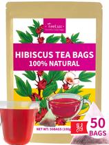 Sachês de Chá de Hibisco TeeLux Sem Cafeína 50 Unidades