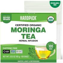 Sachês de Chá Orgânico de Moringa HANDPICK 100 Unidades Sem Cafeína