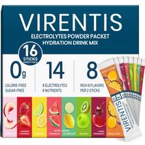 Sachês de eletrólitos em pó VIRENTIS, 16 sticks, sem açúcar Sachês de eletrólitos em pó VIRENTIS, 16 sticks, sem açúcar