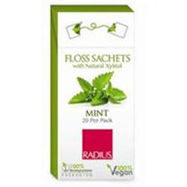 Sachês de Fio Dental Vegano com Xilitol e Menta (20 Unidades) - 2 Pacotes Radius