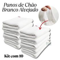 Saco 10 Pano De Chão Branco Grande 70X 45Cm Grosso Duplo