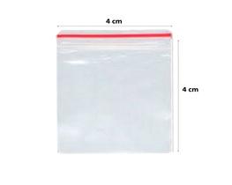 Saco 4x4cm Plástico Transparente Fecho Zip Com 200 Unidades