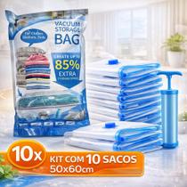 Saco A Vacuo para viagens com bomba 50x60 Organizador Plástico Sucção Redutor Otimização Espaço Mala Roupas