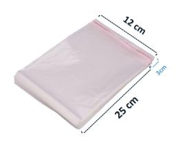 Saco Adesivado Plastico Transparente 12x25 C/500 unidades