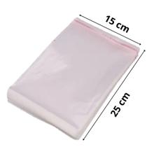 Saco Adesivado Plástico Transparente 15x25+5cm Aba 100 Unidades
