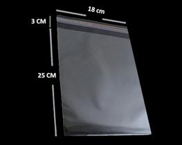Saco Adesivado Plástico Transparente Vabene 18x25+3cm 100 Unidades