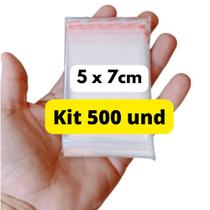 Saco Adesivado Saquinho Plástico Transparente 7x5 C/500un Bijus Objetos Pequenos Jóias Saco Bopp - Saco Adesivado Bopp