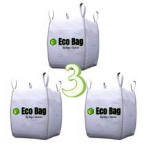 Saco Big Bag 3 Unidades Reforçado 1000 kg 1m³ 90x90x120 cm Ensacar Reciclagem Latinhas Jardinagem - Eco Bag