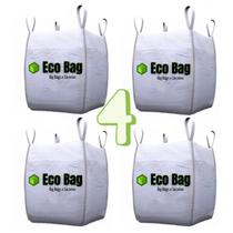 Saco Big Bag 4 unidades Reforçado Resistente 1000kg 1m³ 90x90x120 cm Reciclagem Ensacar Jardinagem