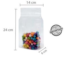 Saco Box Pouch Transparente Com Zip 14X24+6cm