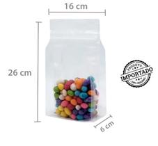 Saco Box Pouch Transparente Com Zip 16X26+8cm