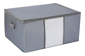 Saco Caixa Organizadora Cinza C Ziper Edredom Cobertor Oikos