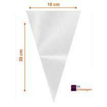 Saco Cone Transparente 18X30cm com 100 un Saquinho Plástico Reforçado Trufado Incolor Cristal