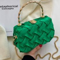 Saco Crossbody Pequeno de Tecido - Design Artesanal com Alça de Corrente