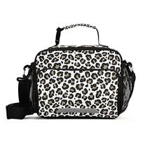 Saco de almoço de pele animal da Leopard Cheetah Print, lancheira reutilizável para mulheres homens, saco de refrigerador isolado saco de almoço com alça de ombro para viagem de piquenique do escritório escolar