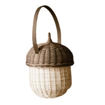 Saco de armazenamento tecido em forma de rattan pine artesanal com cesta portátil de alça - L