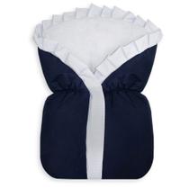 Saco de Bebê - Marinho com Babado Branco Saco de Bebê - Marinho com Babado Branco