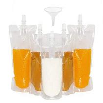 Saco de bebidas JIELUO Transparent Smoothie 250mL x50 com funil Saco de bebidas JIELUO Transparent Smoothie 250mL x50 com funil