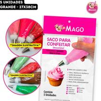 Saco de Confeitar Manga Descartável Resistente Mago - G 38x27cm - pct 5 Unidades