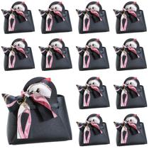 Saco de doces LPEIEB Leather Ribbon, pacote com 12 pacotes, presente de casamento preto Saco de doces LPEIEB Leather Ribbon, pacote com 12 pacotes, presente de casamento preto