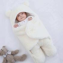 Saco de Dormir Bebê Ursinho Com Sherpa Inverno Menina e Menino Charutinho Enrolar Várias Cores - 020