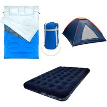 Saco De Dormir Casal Solteiro C/travesseiros + Colchão Inflável Casal + Barracas 2 Pessoas Iglu NTK