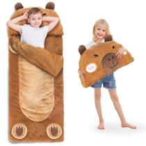 Saco de dormir iPlay iLearn Plush Capybara para crianças de 1 a 8 anos