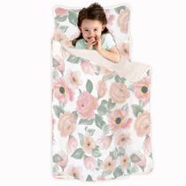 Saco de dormir JumpOff Jo Nap Mat 109x51cm em aquarela floral Saco de dormir JumpOff Jo Nap Mat 109x51cm em aquarela floral