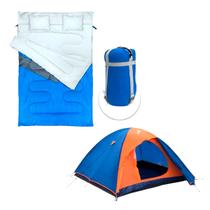 Saco De Dormir Kuple Casal Com Travesseiros + Barraca Falcon Para 4 Pessoas Iglu Impermeável - NTK