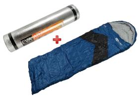 Saco de Dormir Nautika Viper Preto e Azul + Isolante Térmico Nautika