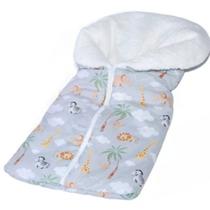Saco de Dormir para Bebê com Sherpa e Zíper Super Macio Safari cinza