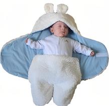 Saco De Dormir Para Bebê Enroladinho Azul, Rosa e Marfim