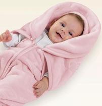 Saco de Dormir Porta Bebê Super Soft Manta Bebê Baby Sac Rosa Cobertor Jolitex