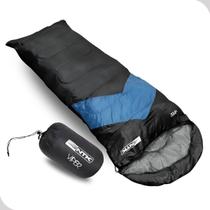 Saco de Dormir Preto e Azul Nautika Viper com Capuz e Saco de Compressão