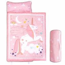 Saco de dormir UOMNY Toddler Nap Mat Unicorn com travesseiro 50x20in Saco de dormir UOMNY Toddler Nap Mat Unicorn com travesseiro 50x20in