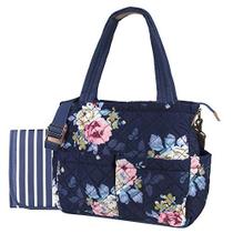 Saco de fralda floral azul tote para menina, baby boy - bolsa de fraldas acolchoadas saco tote bolsa para mulheres 3 pc set