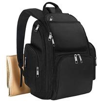 Saco de fraldas de mochila, saco de viagem impermeável para pai e homens, grande multifunção, muitos bolsos, leve, mochila de fraldas elegante, preto