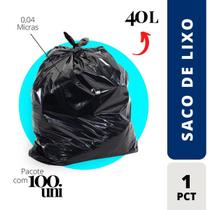 Saco De Lixo 0,04 Fino 40Lts - C/100 Un Saco De Lixo 0,04 Fino 40Lts - C/100 Un